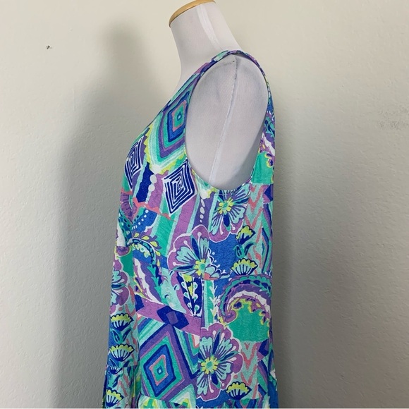 Escape By Habitat Tiered Maxi Dress Womens M Tropical Floral Resort Rayon Tencel - Picture 8 of 17